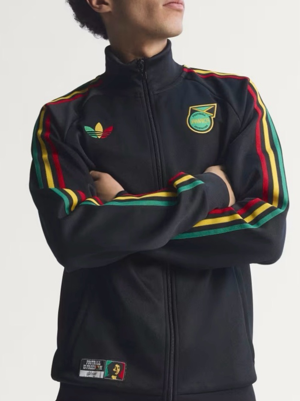 NWT Adidas Originals Bob Marley Jamaica Soccer Track Jacket Rasta Stripe Details